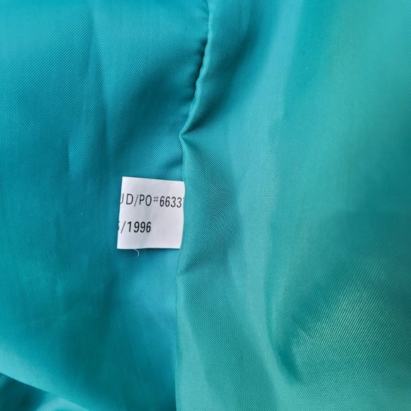Vintage 90's 100% Silk Bright Turquoise Full Zip Retro Athleisure Jacket - Picture 8 of 16